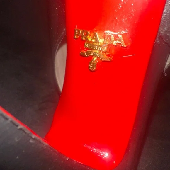 Prada Black and Red Slingback Heels - Picture 2 of 9